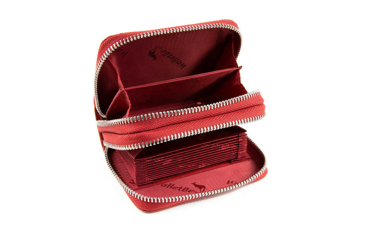 Double Zip Leather RFID Accordion Credit Card Wallet