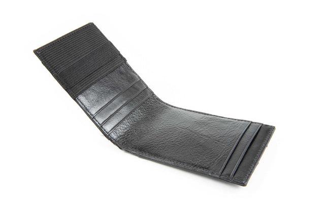 Pull Tab Front Pocket Leather RFID Wallet w/Outer ID Black