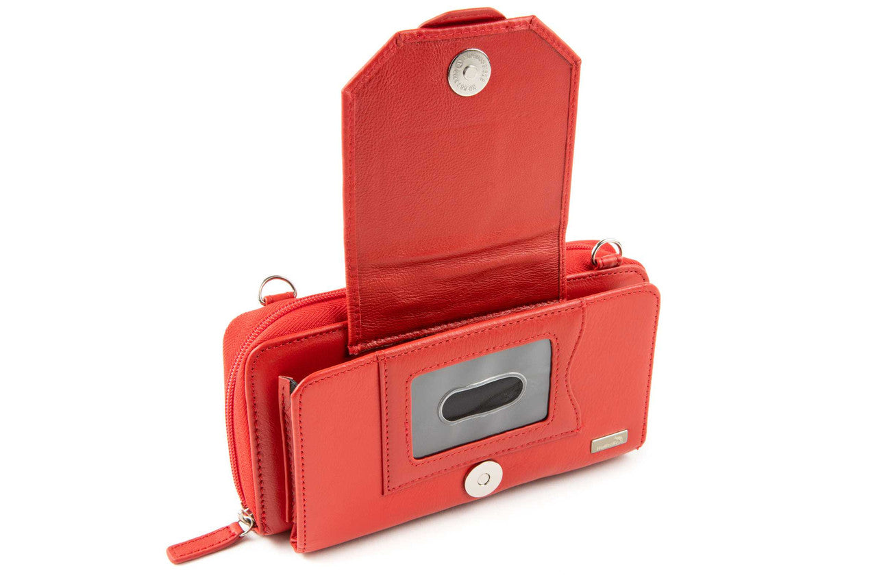 Cell Phone Leather Crossbody Accordion Wallet Purse RFID