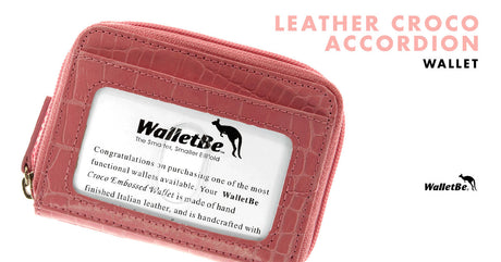 Leather Croco Accordion Wallet