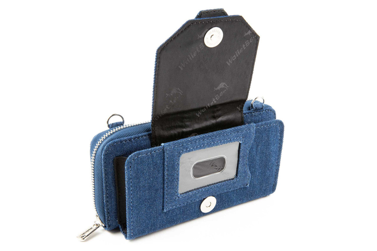 Crossbody Cell Phone Accordion Wallet Purse RFID (Denim)
