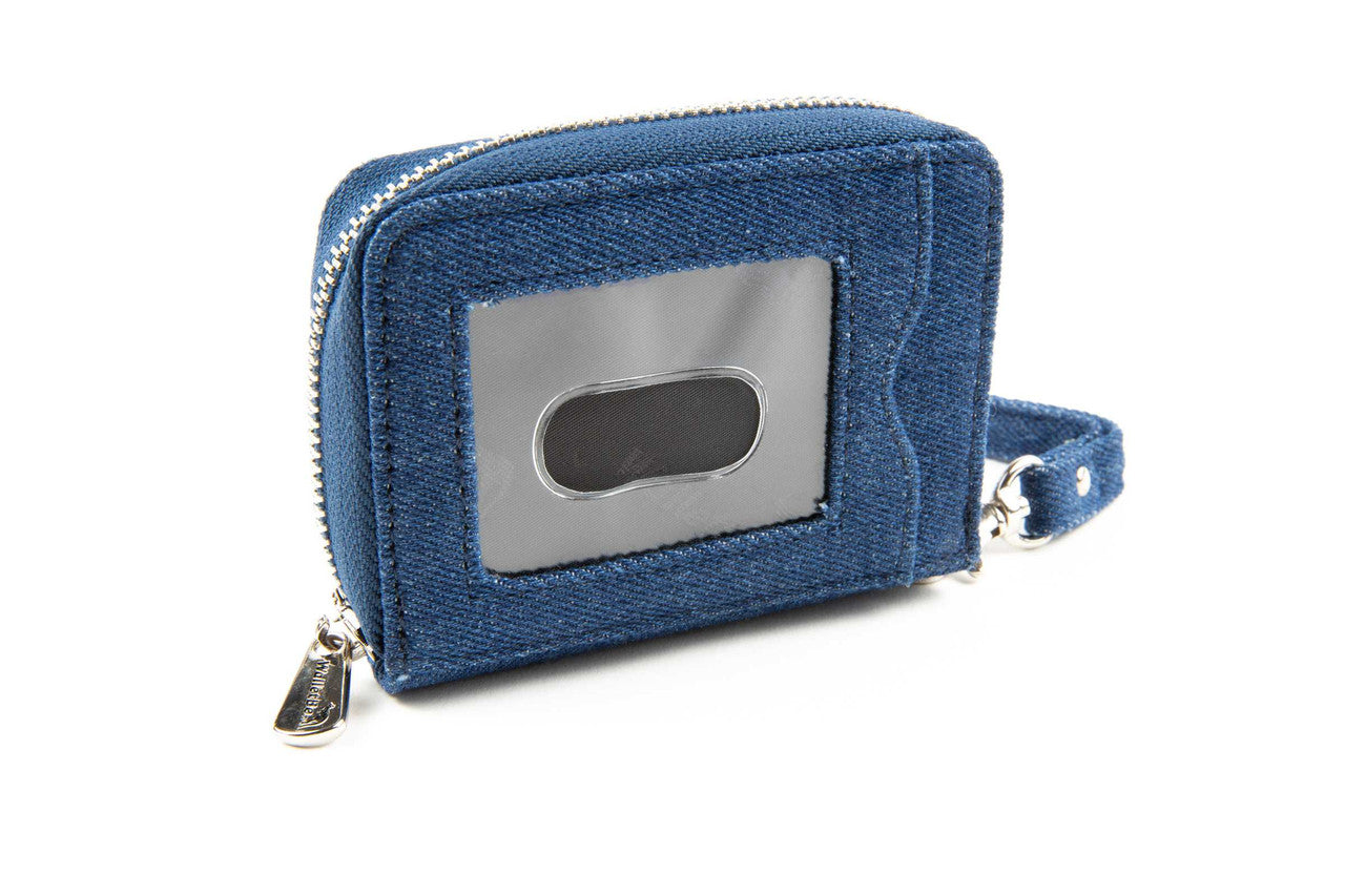 Cash Card Coin Accordion Denim RFID Clutch with Wristlet