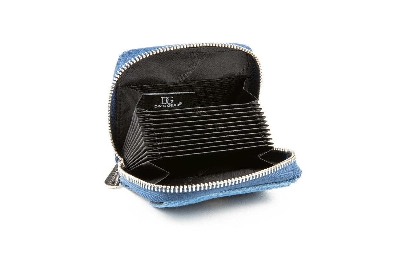 Cash Card Coin Accordion Denim RFID Clutch with Wristlet