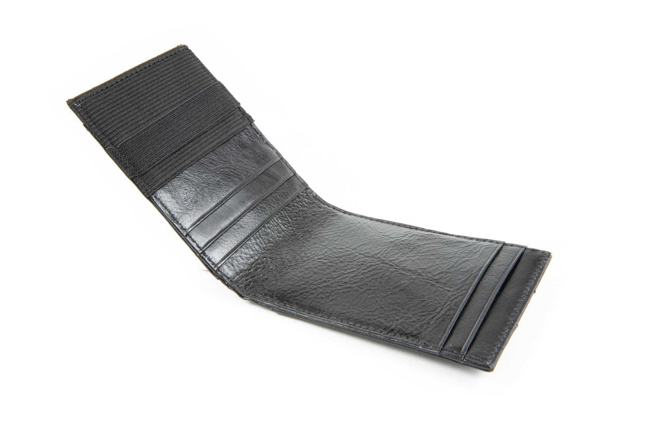 Pull Tab Front Pocket Leather RFID Wallet w/Outer ID Black