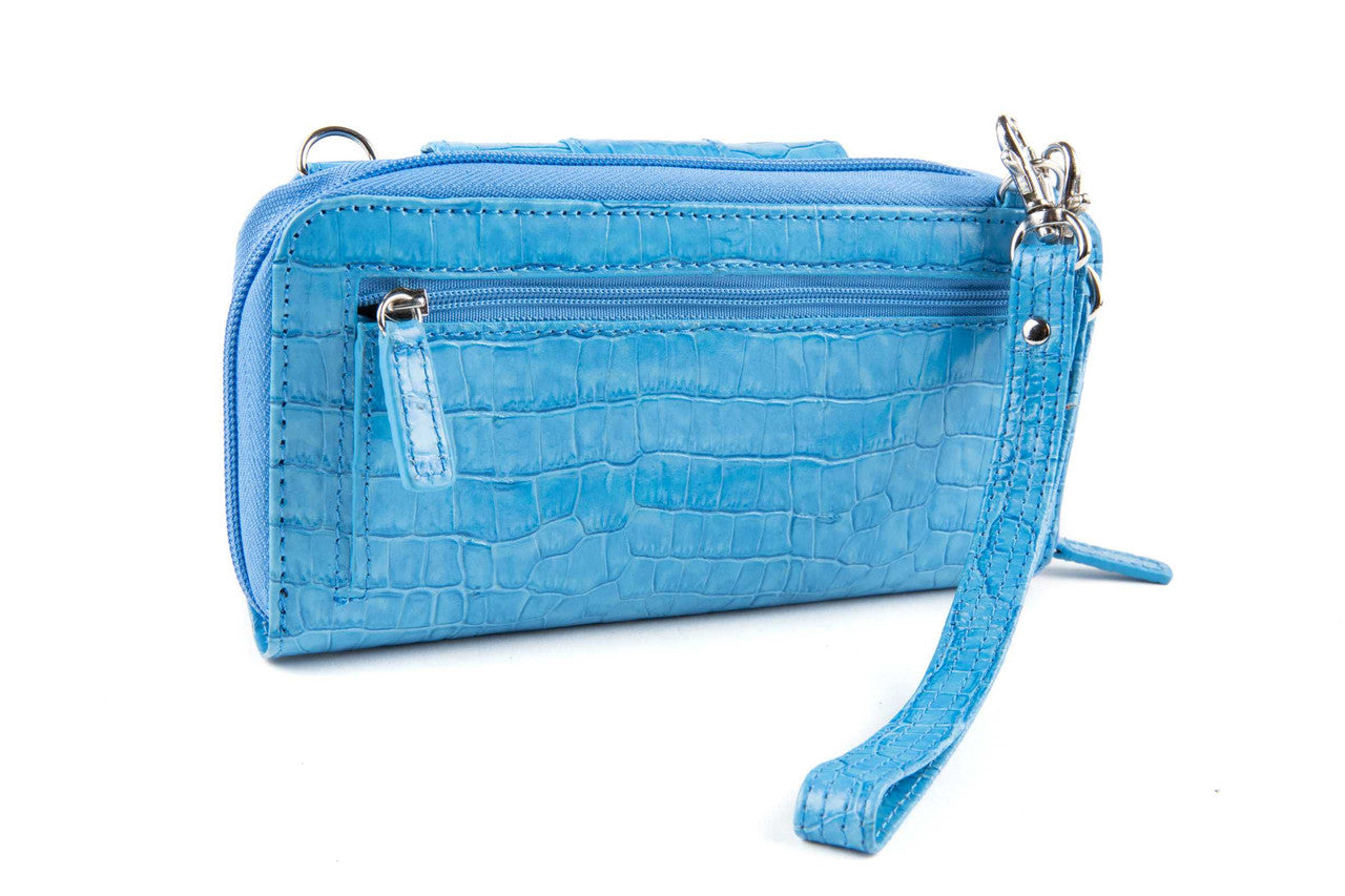 Cell Phone Crossbody Accordion Wallet Purse RFID (Croco)