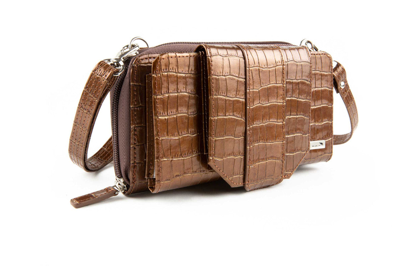 Cell Phone Crossbody Accordion Wallet Purse RFID (Croco)