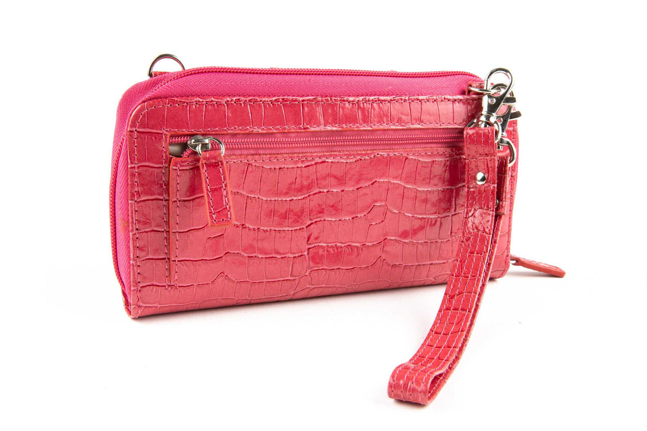 Cell Phone Crossbody Accordion Wallet Purse RFID (Croco)