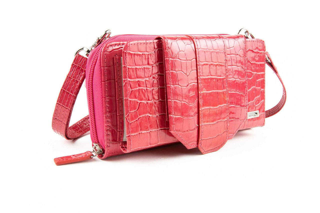 Cell Phone Crossbody Accordion Wallet Purse RFID (Croco)