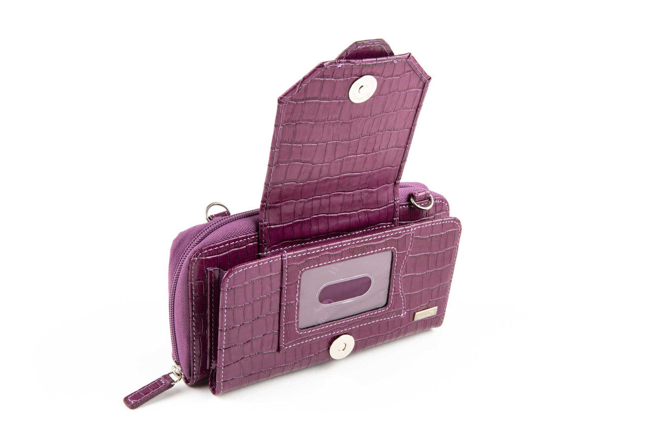 Cell Phone Crossbody Accordion Wallet Purse RFID (Croco)