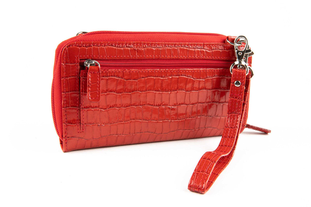 Cell Phone Crossbody Accordion Wallet Purse RFID (Croco)