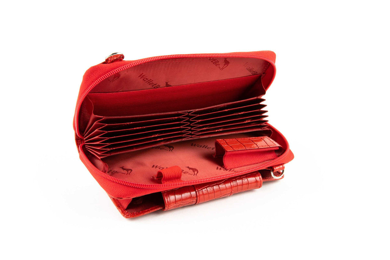 Cell Phone Crossbody Accordion Wallet Purse RFID (Croco)