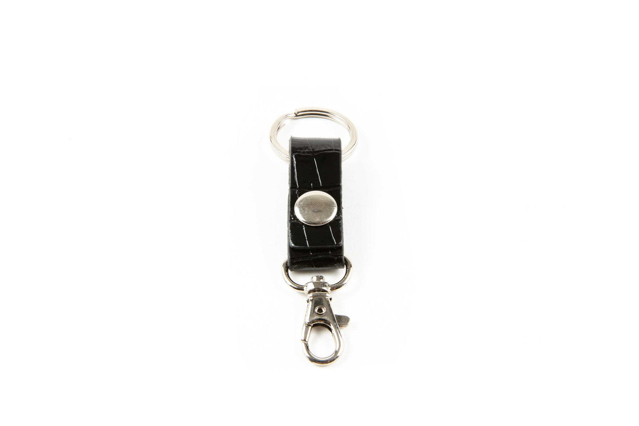 Leather Key Ring KeyFOB with Secure Clasp and Ring Croco