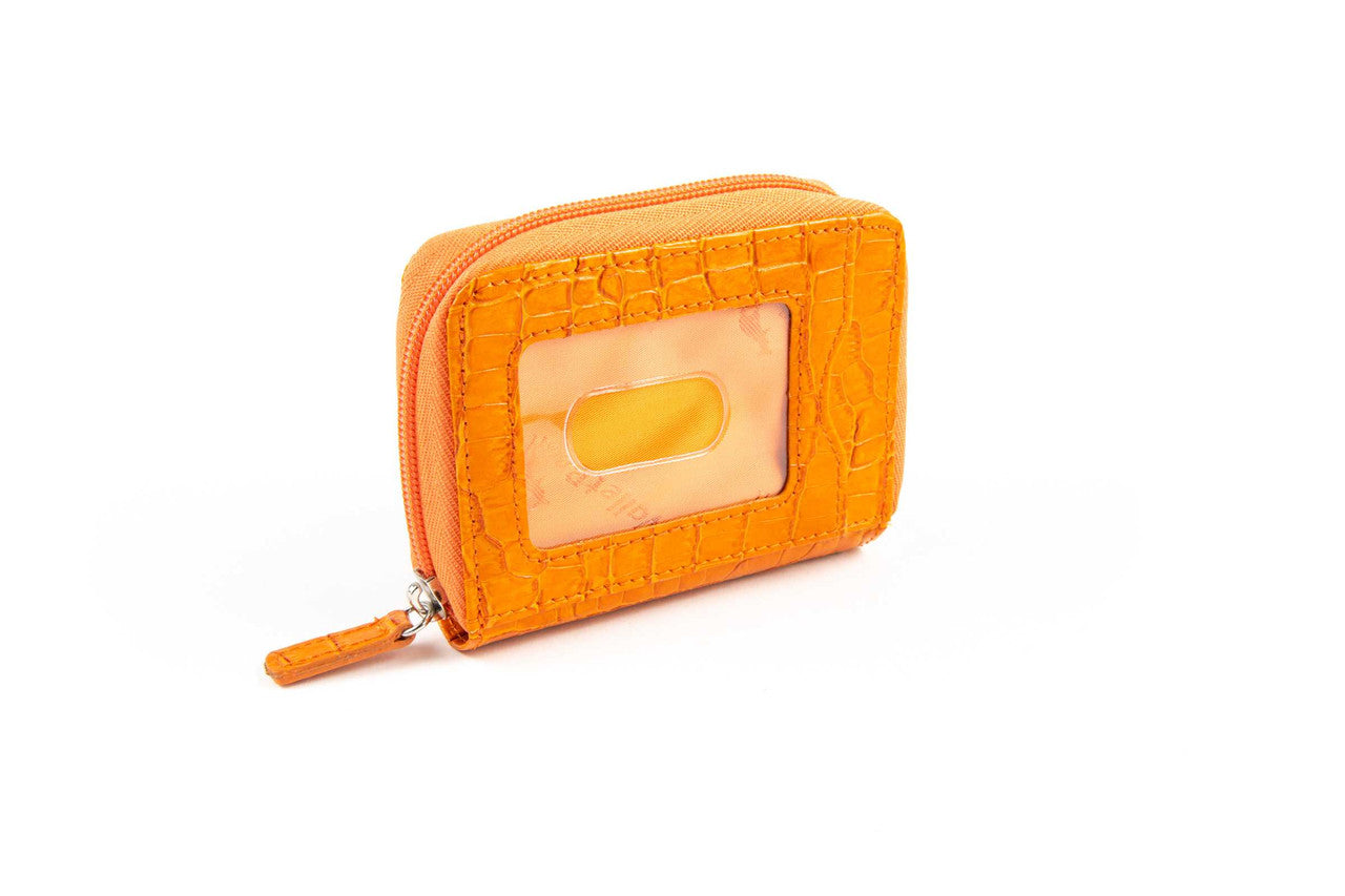 Cash Card Coin Accordion RFID Clutch with Wristlet (Croco)