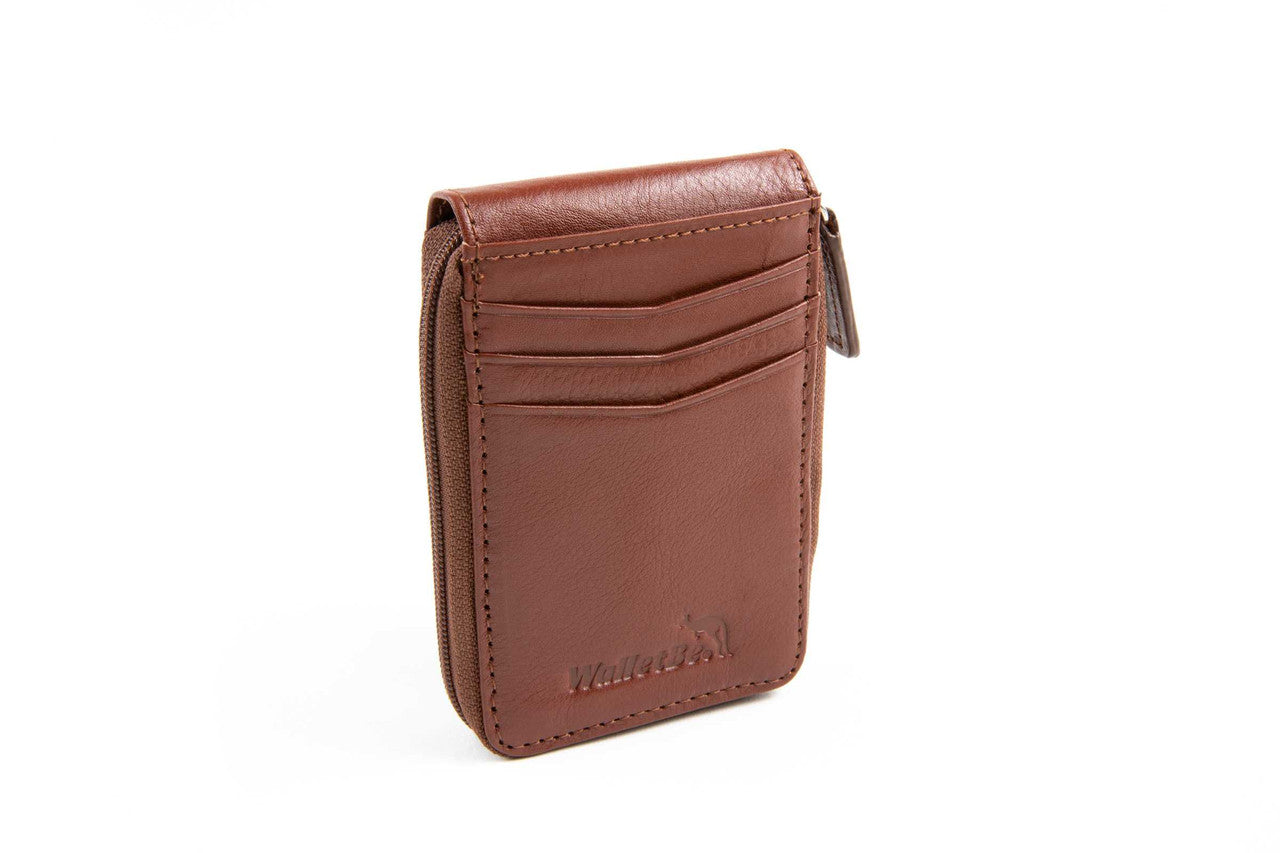 Men's RFID Zipper Front Pocket Wallet Inner ID – WalletBe